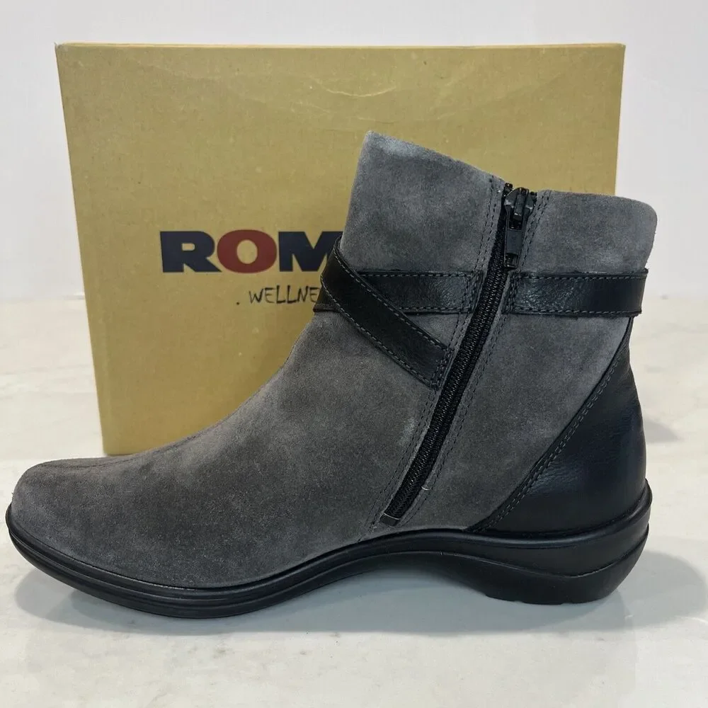 Romika Cassie NEW‎ Gray Suede Ankle Boots Booties Womens EU 37 US 6-6.5 Comfort